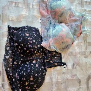 Two size small push up lace bralettes